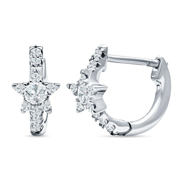 Star Floral Hoop Earring Cubic Zirconia 925 Sterling Silver Wholesale
